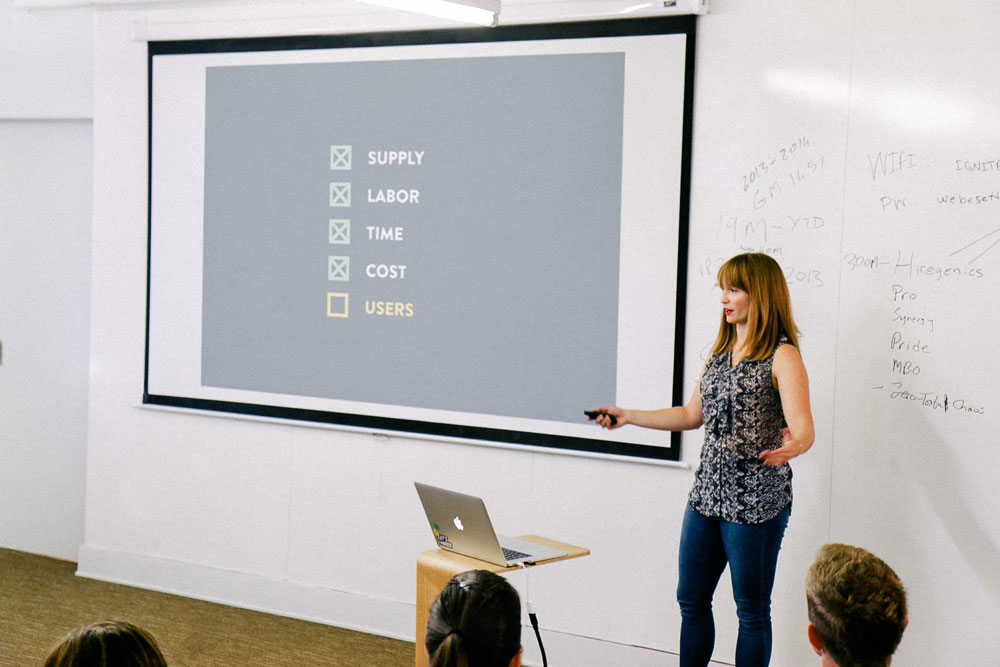Me, presenting my human talk to workshop attendees.