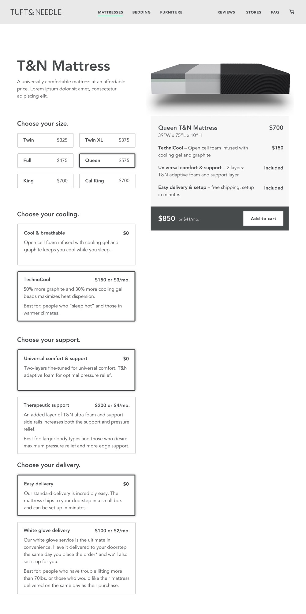 A screenshot of the initial wireframe prototype