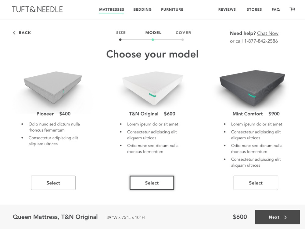Another wireframe option that focuses on the benefits of the upgrades, not the features