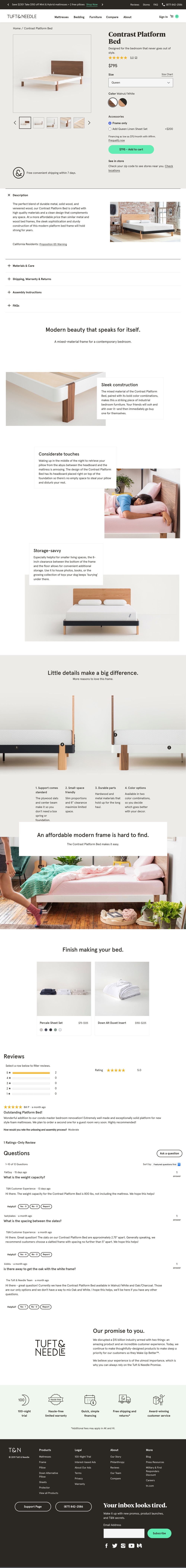 A comp of the new Serta product detail page viewed at 1024px wide.